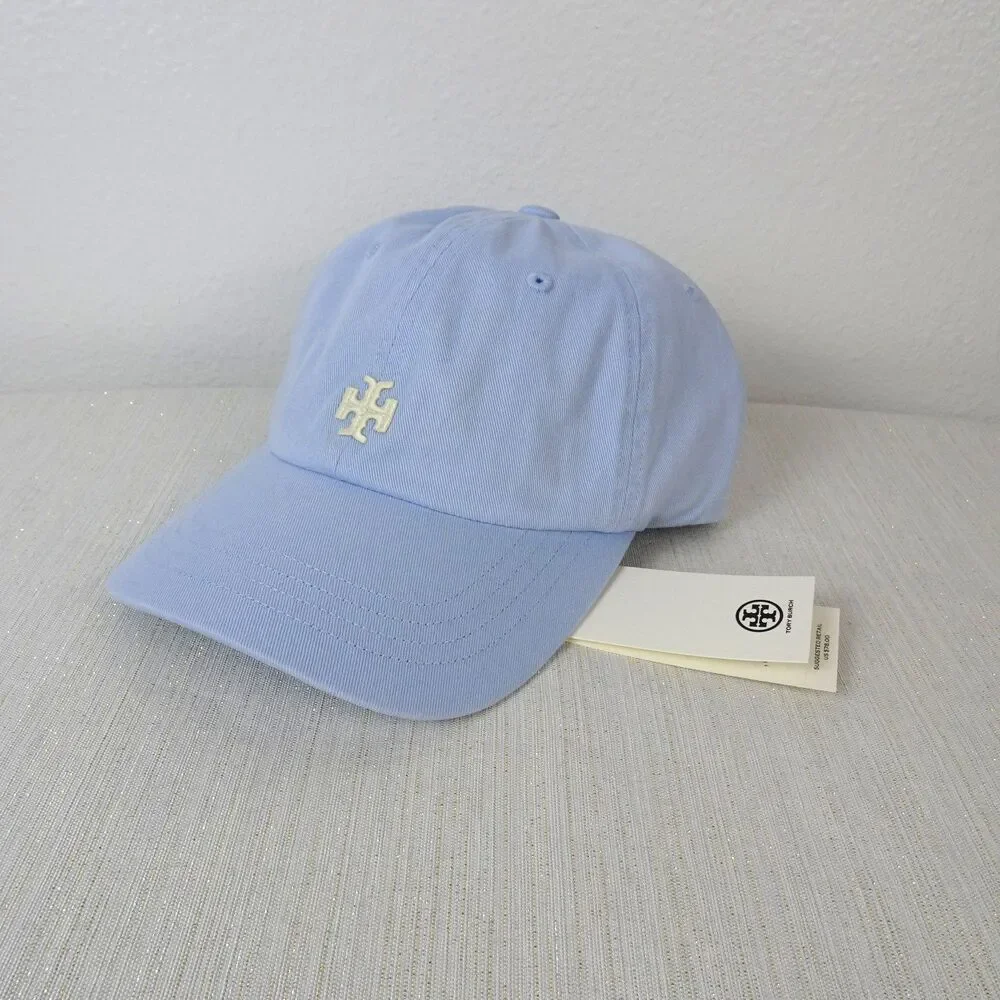 TORY BURCH Logo Baseball Cap Hat Blue Ice Floe Adjustable Cotton NWT $78 - Picture 2 of 13